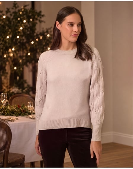 Cashmere Cable Pearl Sweater