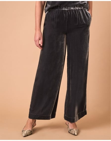 Silk Velvet Wide Leg Trouser
