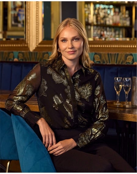 Gold Floral Jacquard Shirt