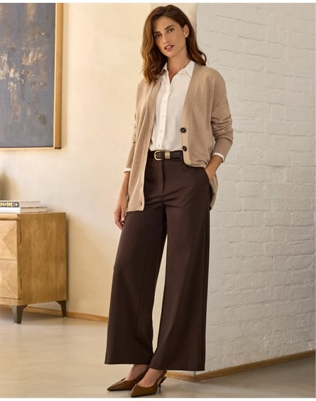 Tailored Compact Stretch Slim Wide Trouser