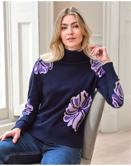 Wool Cashmere Floral Sweater