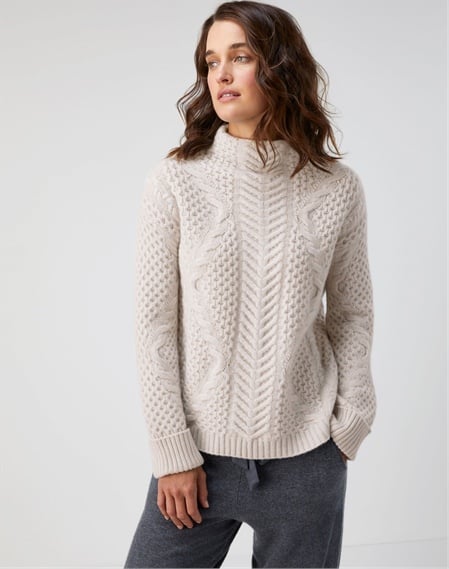 Organic Cashmere Lofty Cable Sweater