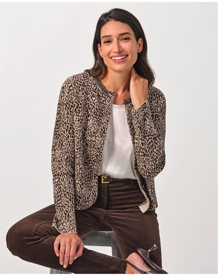 Animal Knitted Jacket With Trim