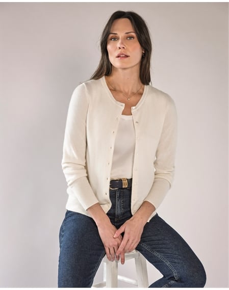 Cashmere Crew Neck Cardigan