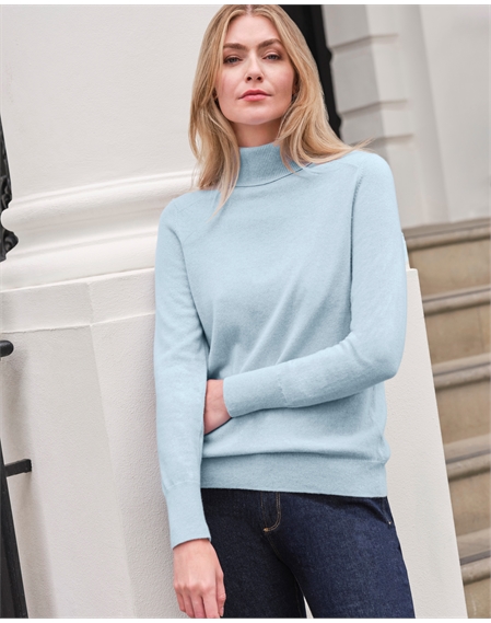 Womens Cashmere Polo Neck Sweater