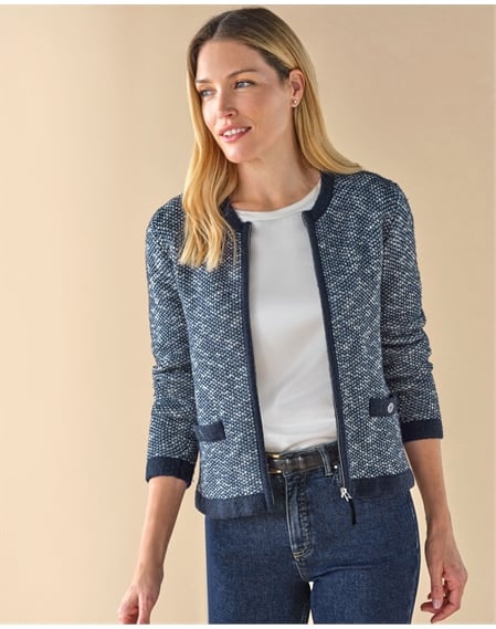 Cotton Wool Tweedy Zip Jacket