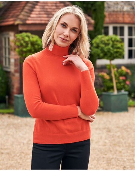 orange roll neck jumper womens