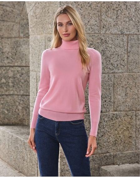 Womens Cashmere Polo Neck Sweater