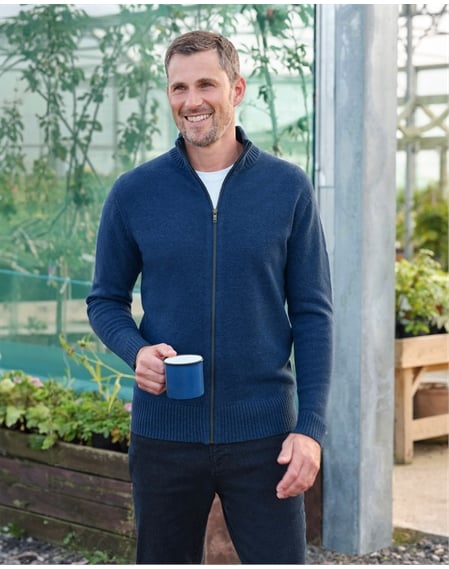 Mens Lambswool Lincoln Zipper Cardigan