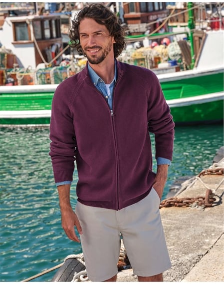 Essential Cotton Zip Cardigan