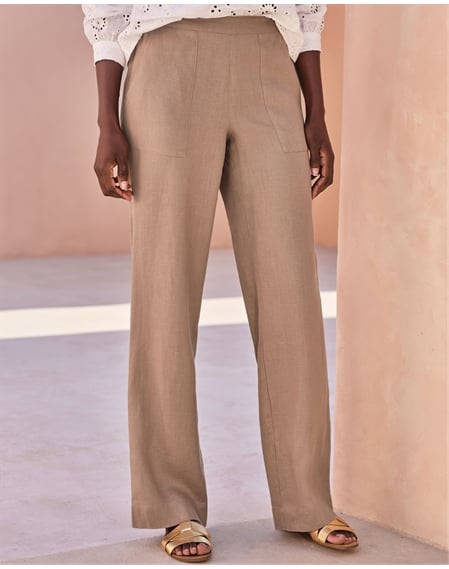 Laundered Linen Wide Leg Trouser