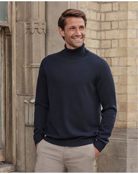 Mens Cashmere Roll Neck Sweater