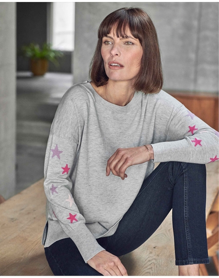 Wool Cotton Relaxed Star Sweater