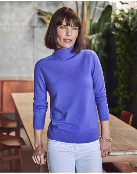 Womens Cashmere Polo Neck Sweater