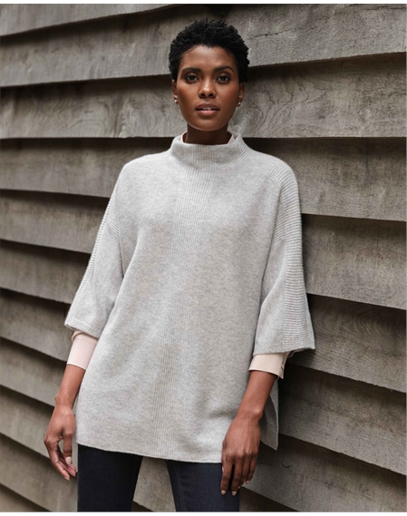 Cashmere Textured Poncho Sweater