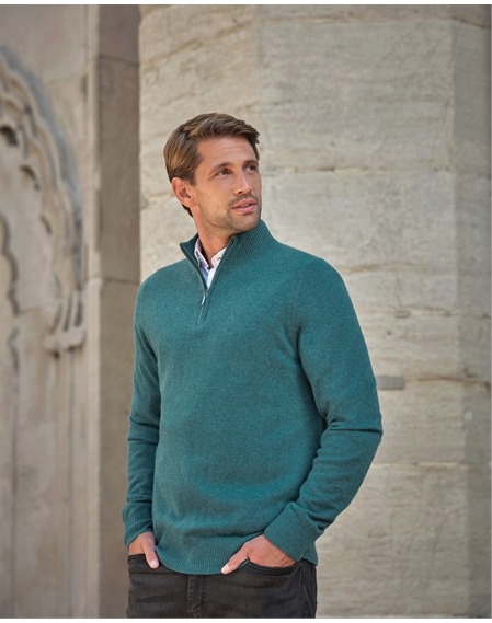 Mens Cashmere Zip Neck Sweater