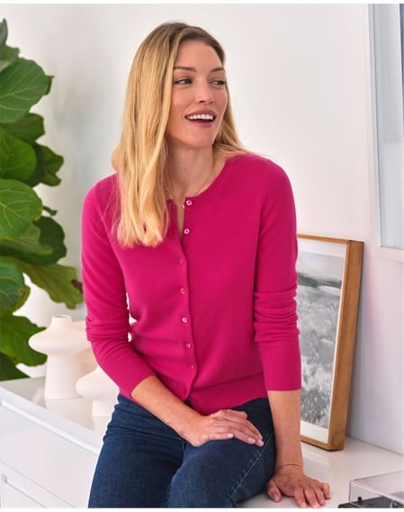 Cashmere Crew Neck Cardigan