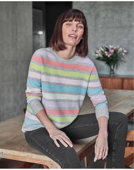 Cashmere Ribbed Stripe Sweater