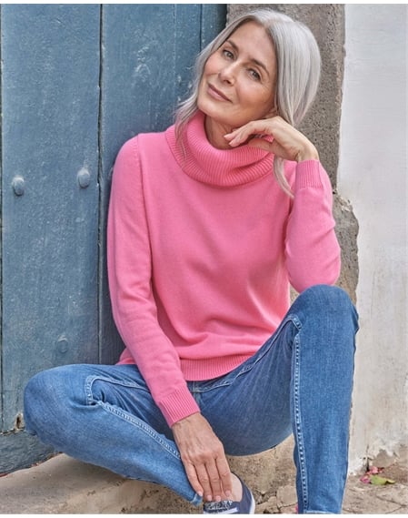 Cashmere And Merino Long Sleeve Cowl Neck Sweater