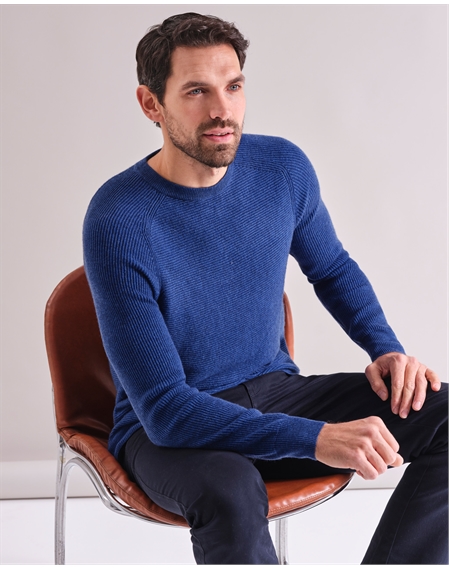 Wool Cashmere Textured Rib Sweater