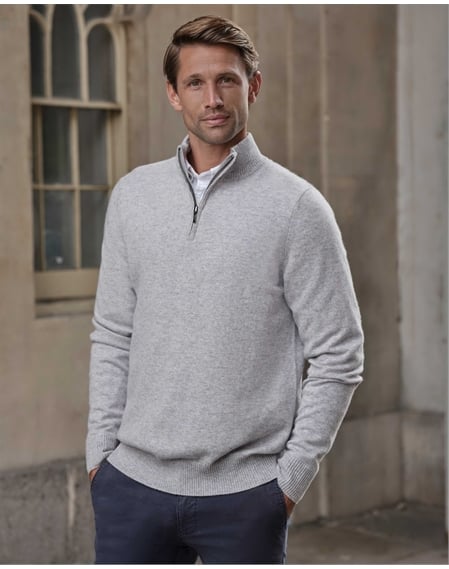 Mens Cashmere Zip Neck Sweater