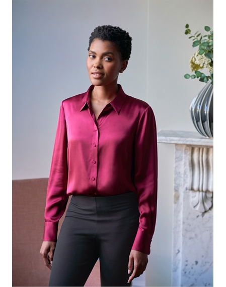 forværres Hvilken en konservativ Raspberry | Silk Satin Shirt | Pure Collection