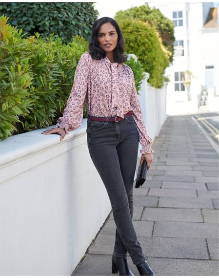 Tie Neck Jersey Blouse