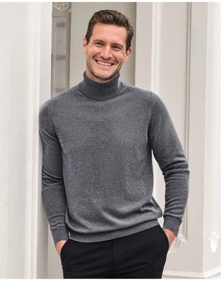 Mens Cashmere Roll Neck Sweater