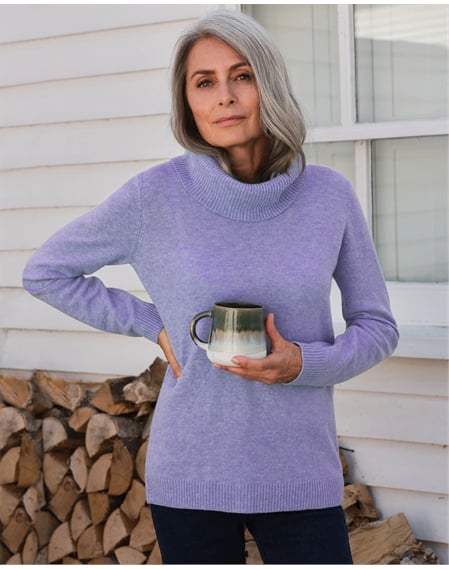 Cashmere And Merino Long Sleeve Cowl Neck Sweater