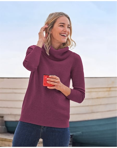 Cashmere And Merino Long Sleeve Cowl Neck Sweater
