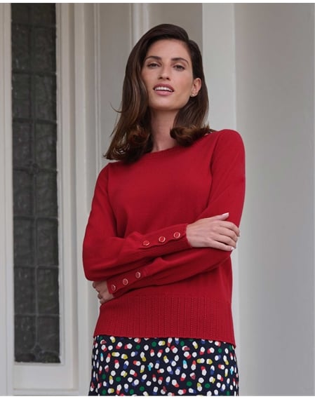 Cashmere Wool Buttoned Cuff Sweater