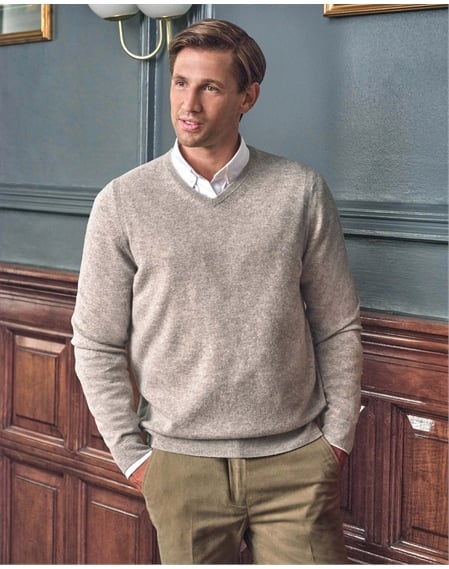 Mens Cashmere V Sweater