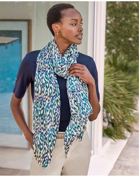 Silk Blend Printed Scarf