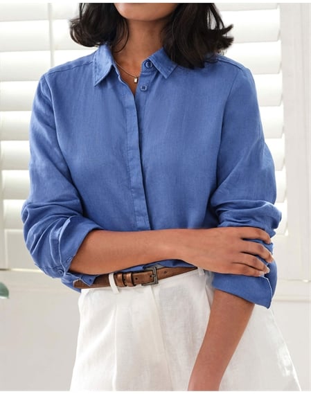 Concealed Placket Linen Shirt