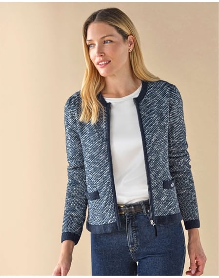 Cotton Wool Tweedy Zip Jacket
