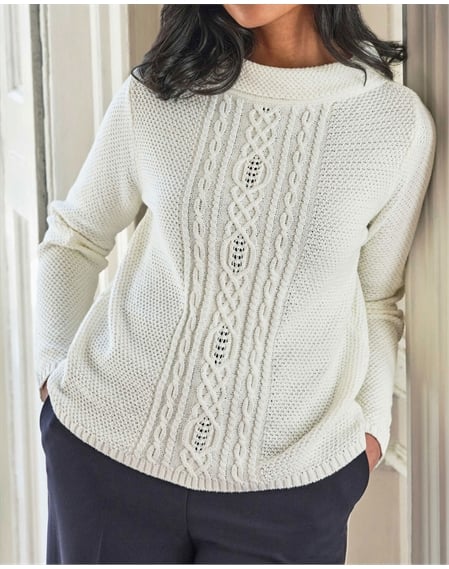 Cotton Bardot Cable Sweater