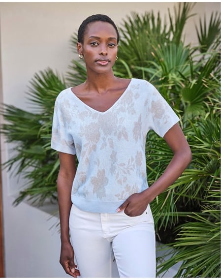 Linen Cotton Sparkle Rose Top