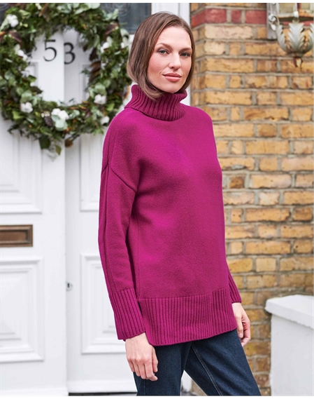 RRP £125 Oyster Pure Collection Cashmere Roll Neck Sweater
