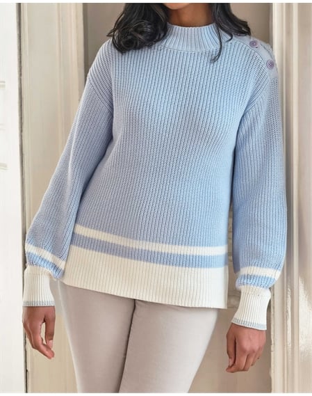 Cotton Button Shoulder Sweater