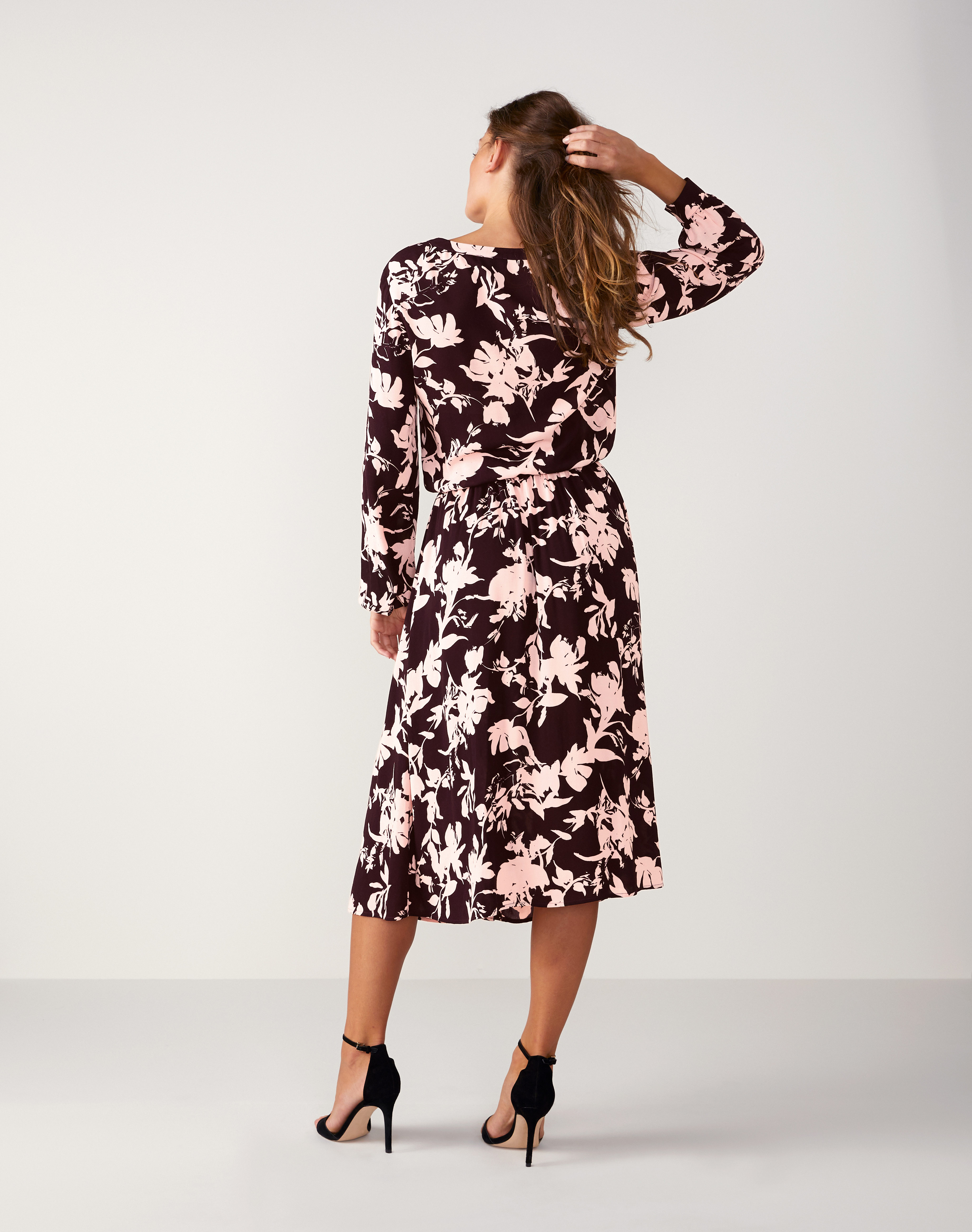 Aubergine/Pink Floral Printed Drawstring Dress Pure Collection