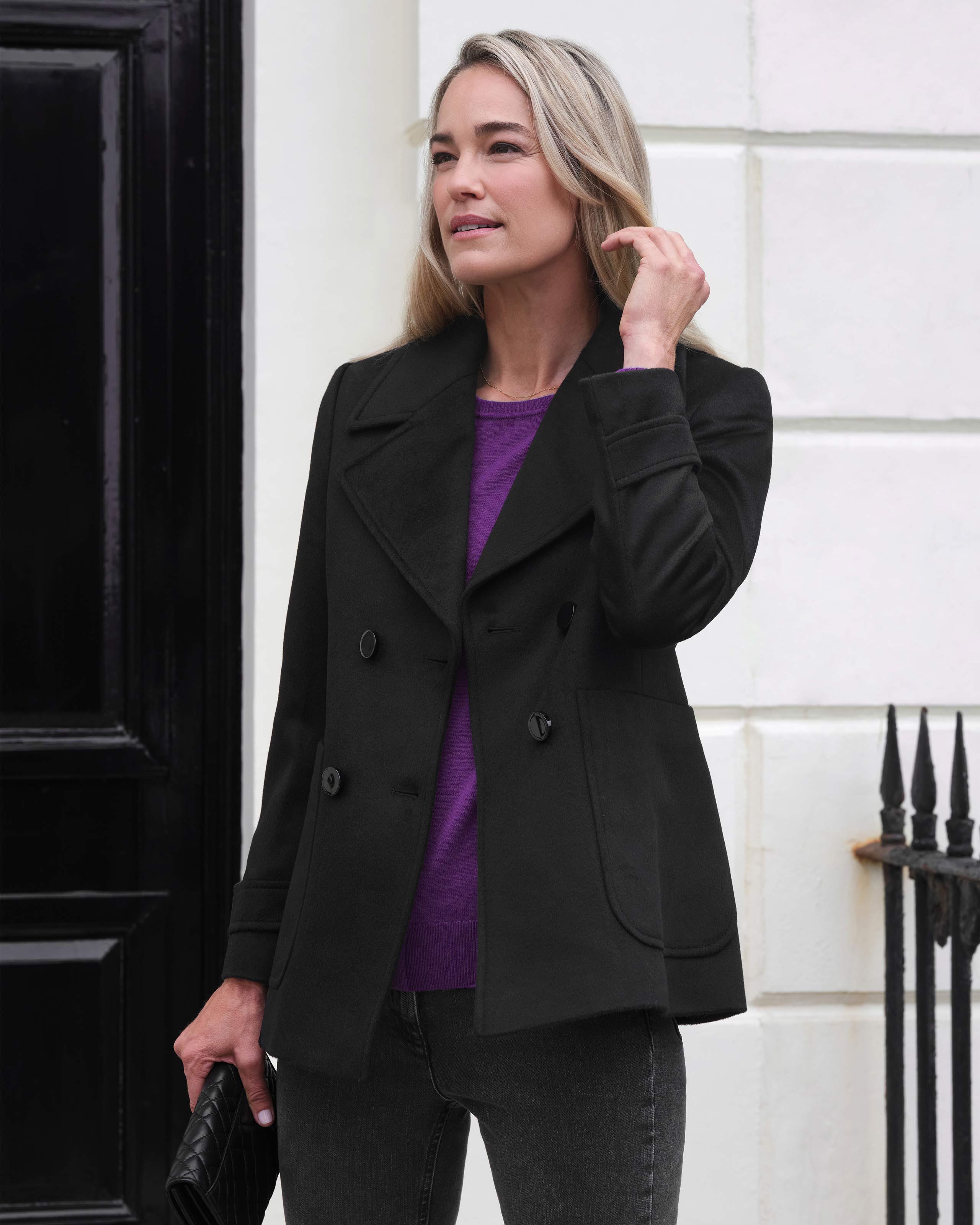 Black Wool Pea Coat Pure Collection