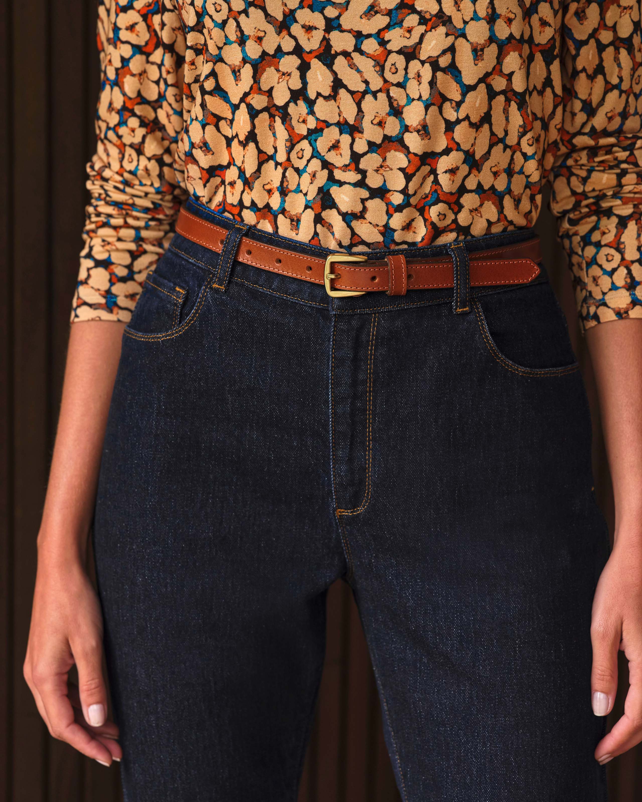 Dark wash bootcut denim pants main image 0