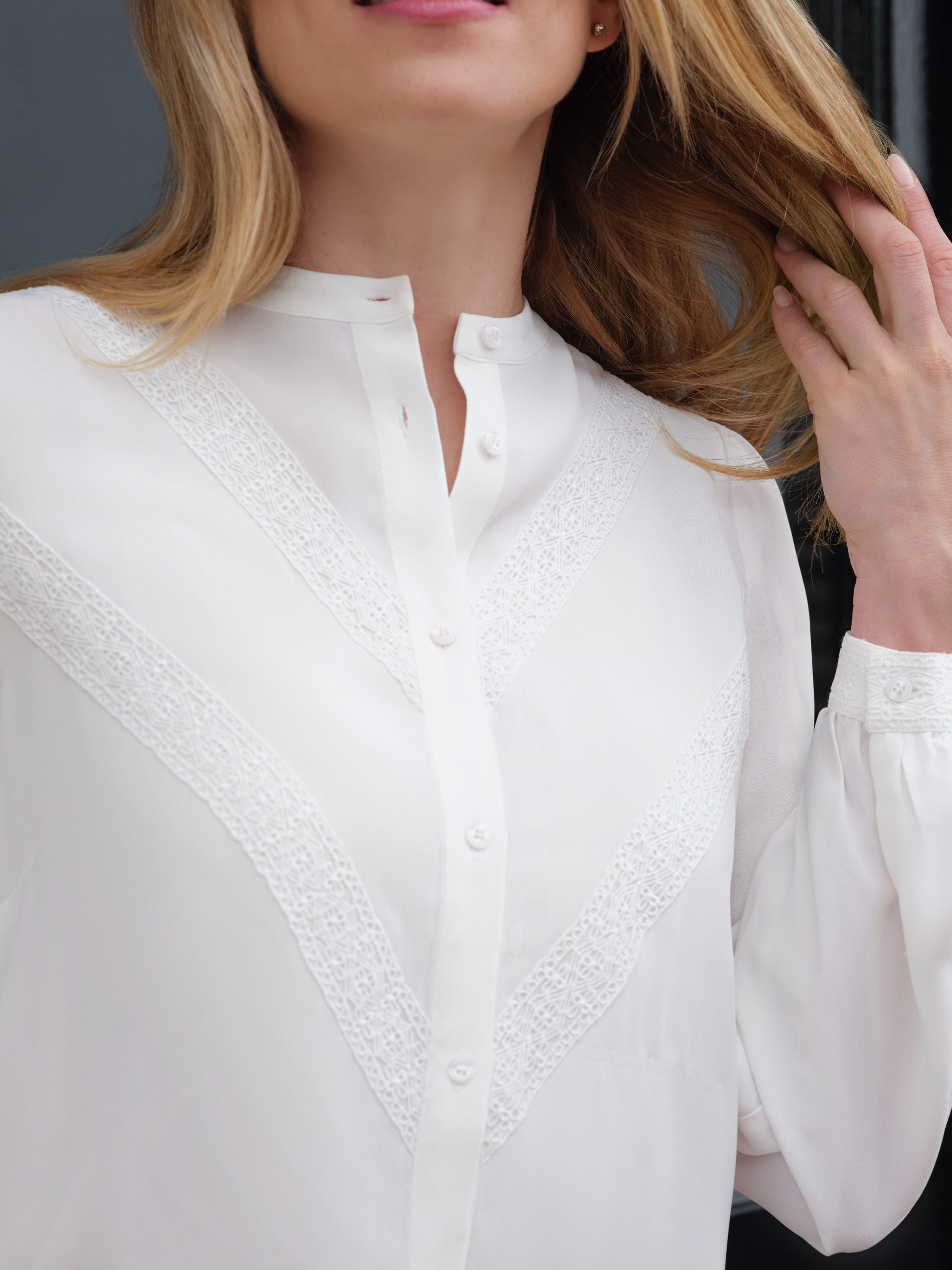 Lovina — Premium Blouse with Lace Trim