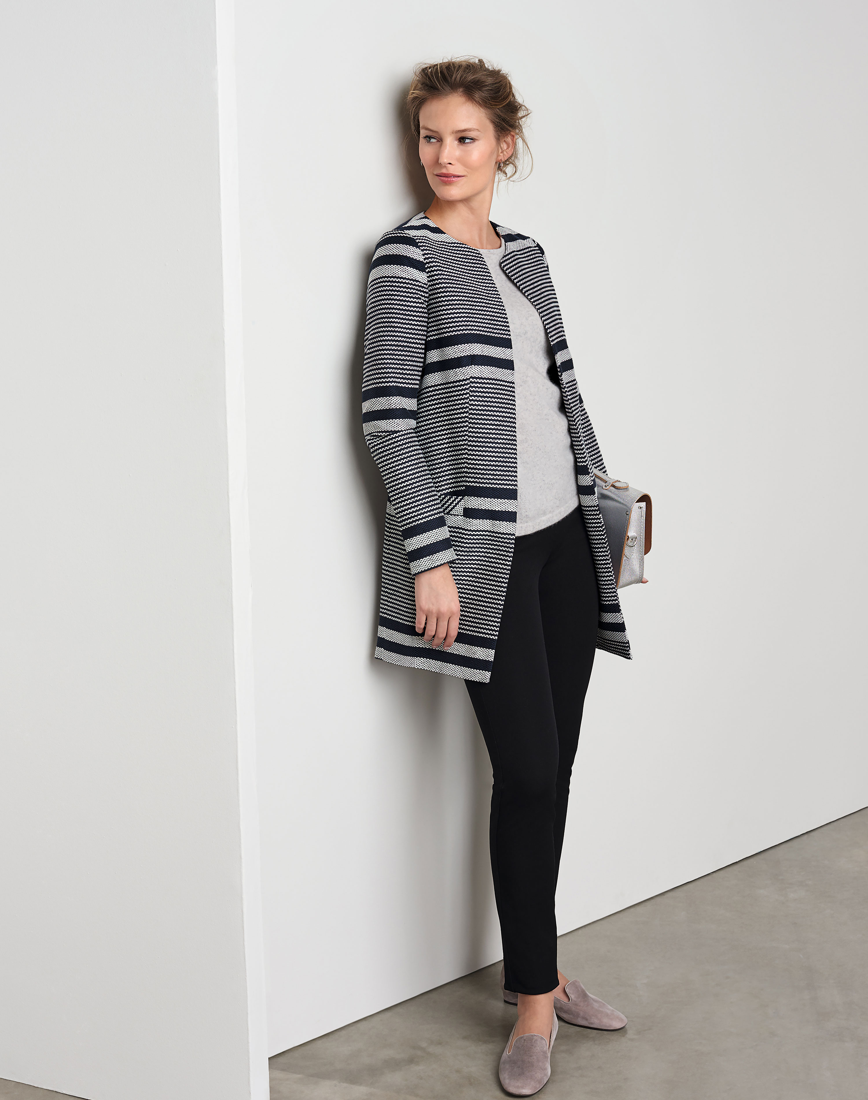 Striped | Longline Striped Jacket | Pure Collection