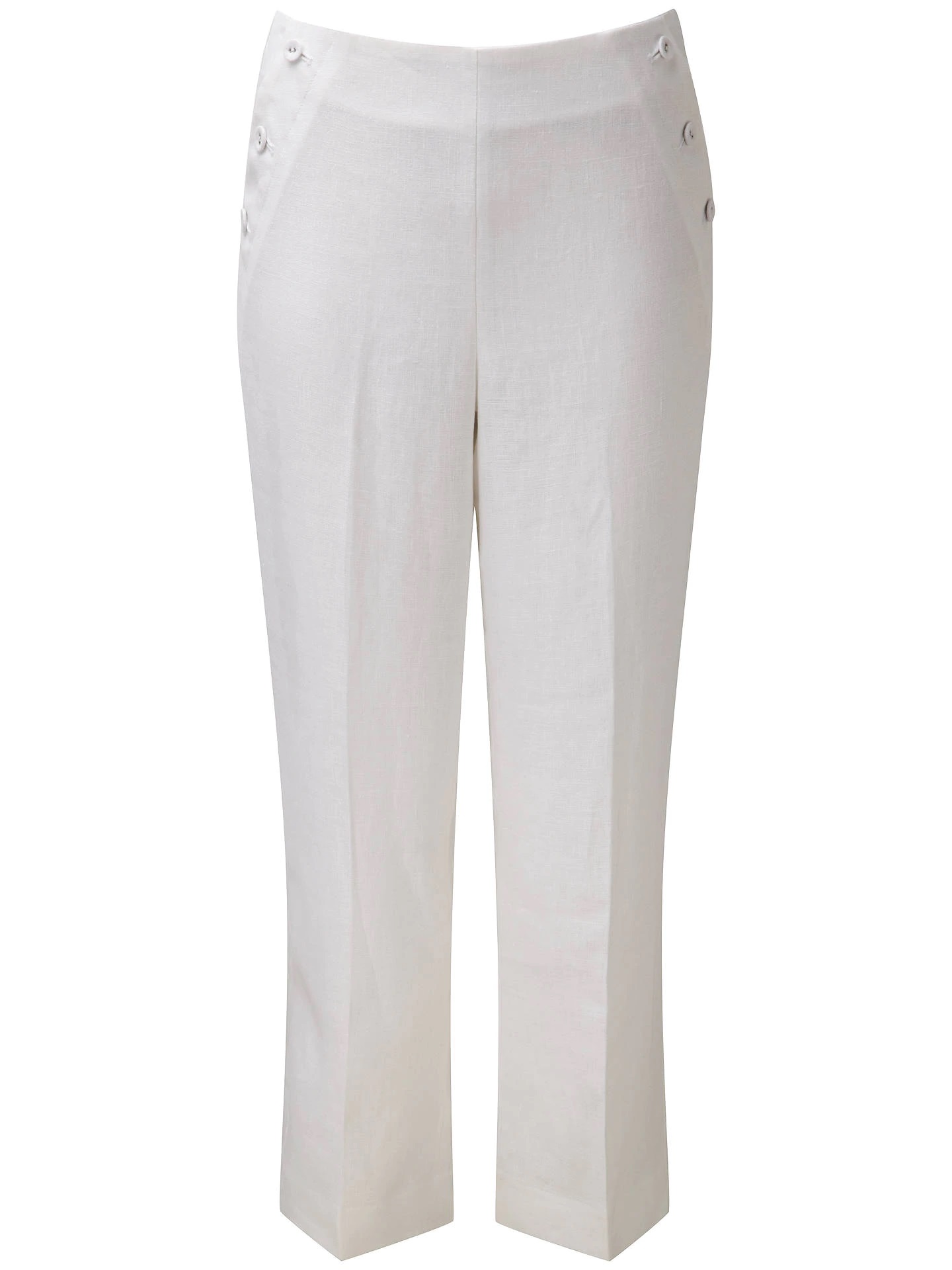 White Laundered Linen Crop Trousers Pure Collection