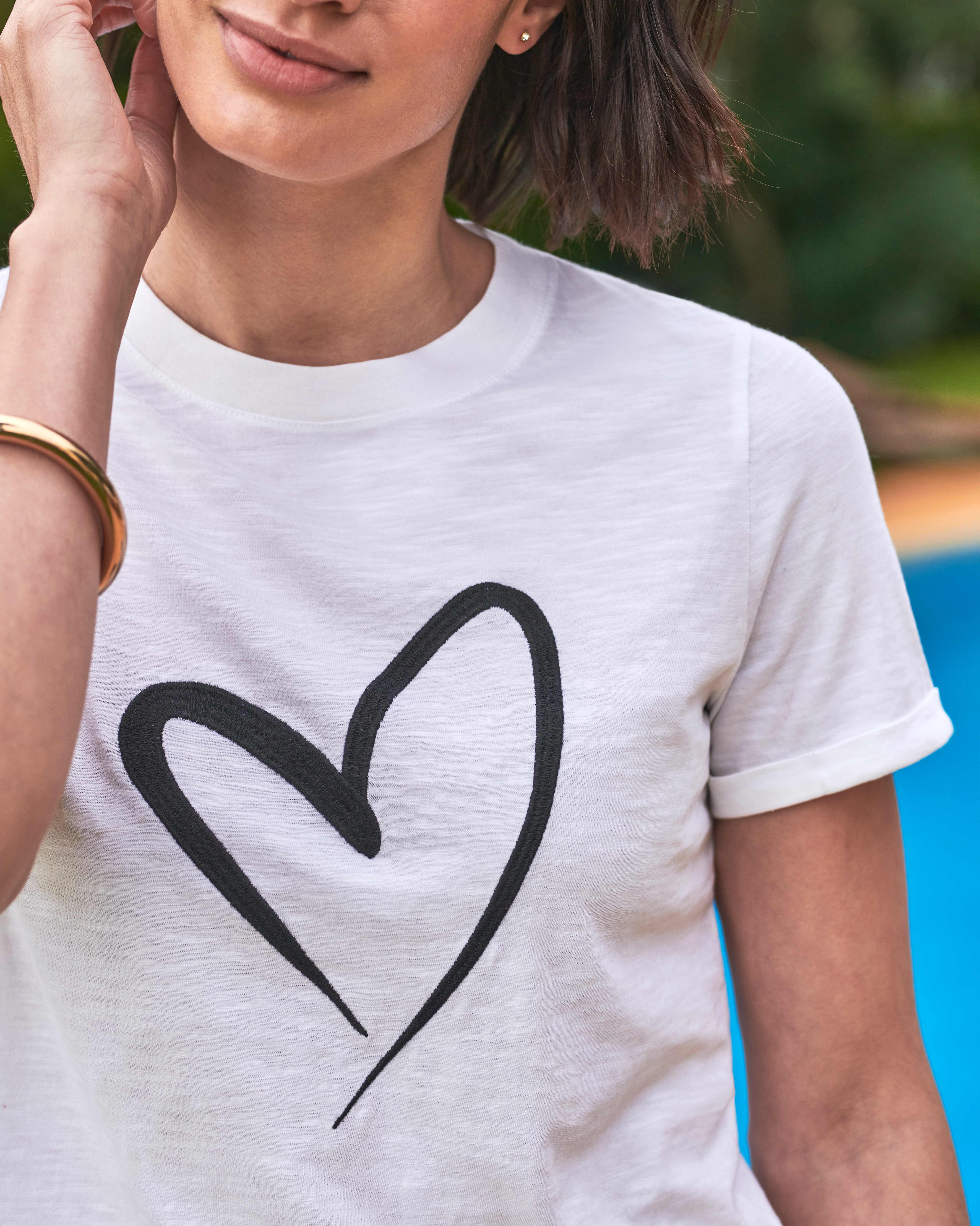 Embroidered Heart Cotton Jersey TShirt Pure Collection