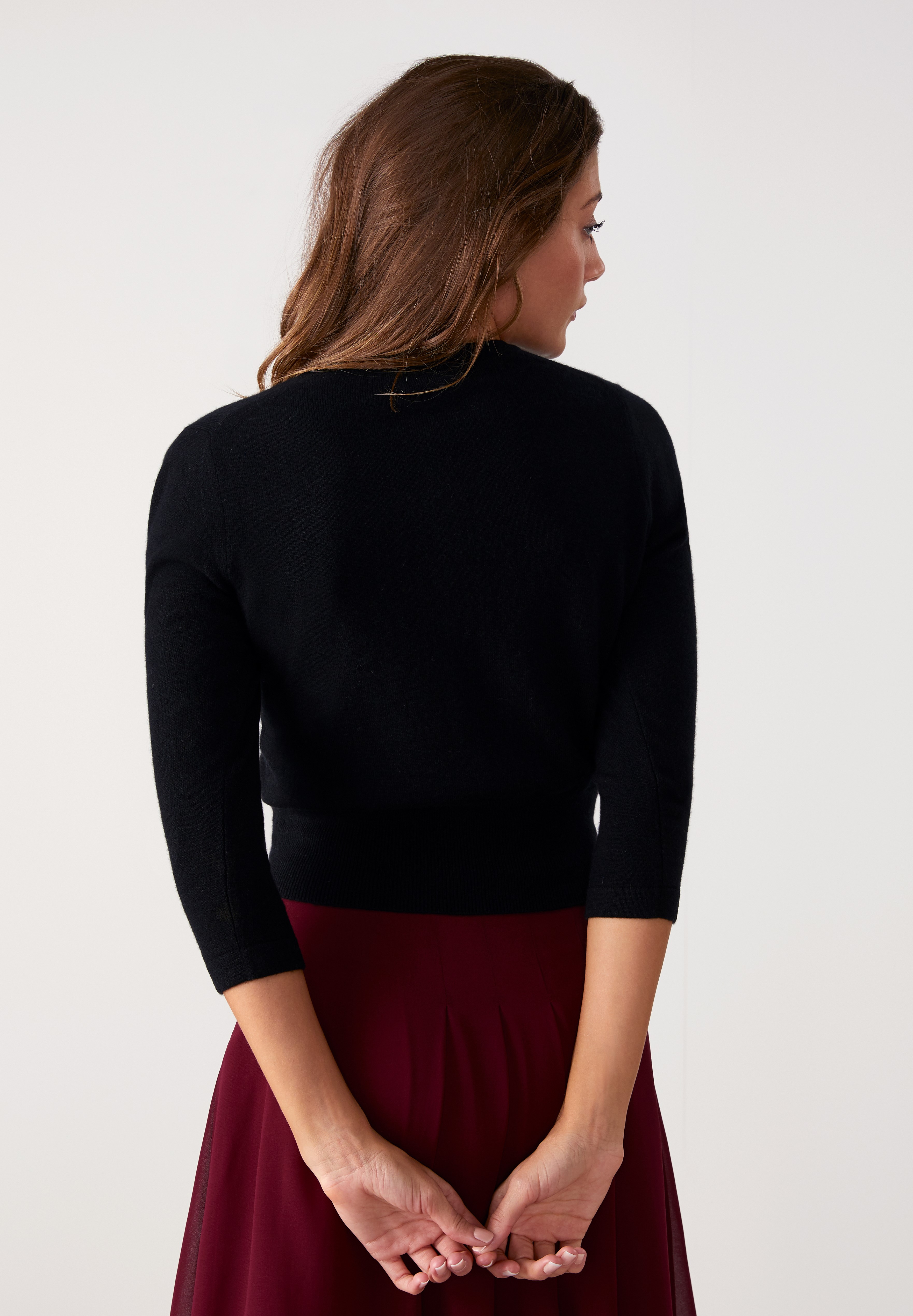 Black | Cashmere Cropped Cardigan | Pure Collection