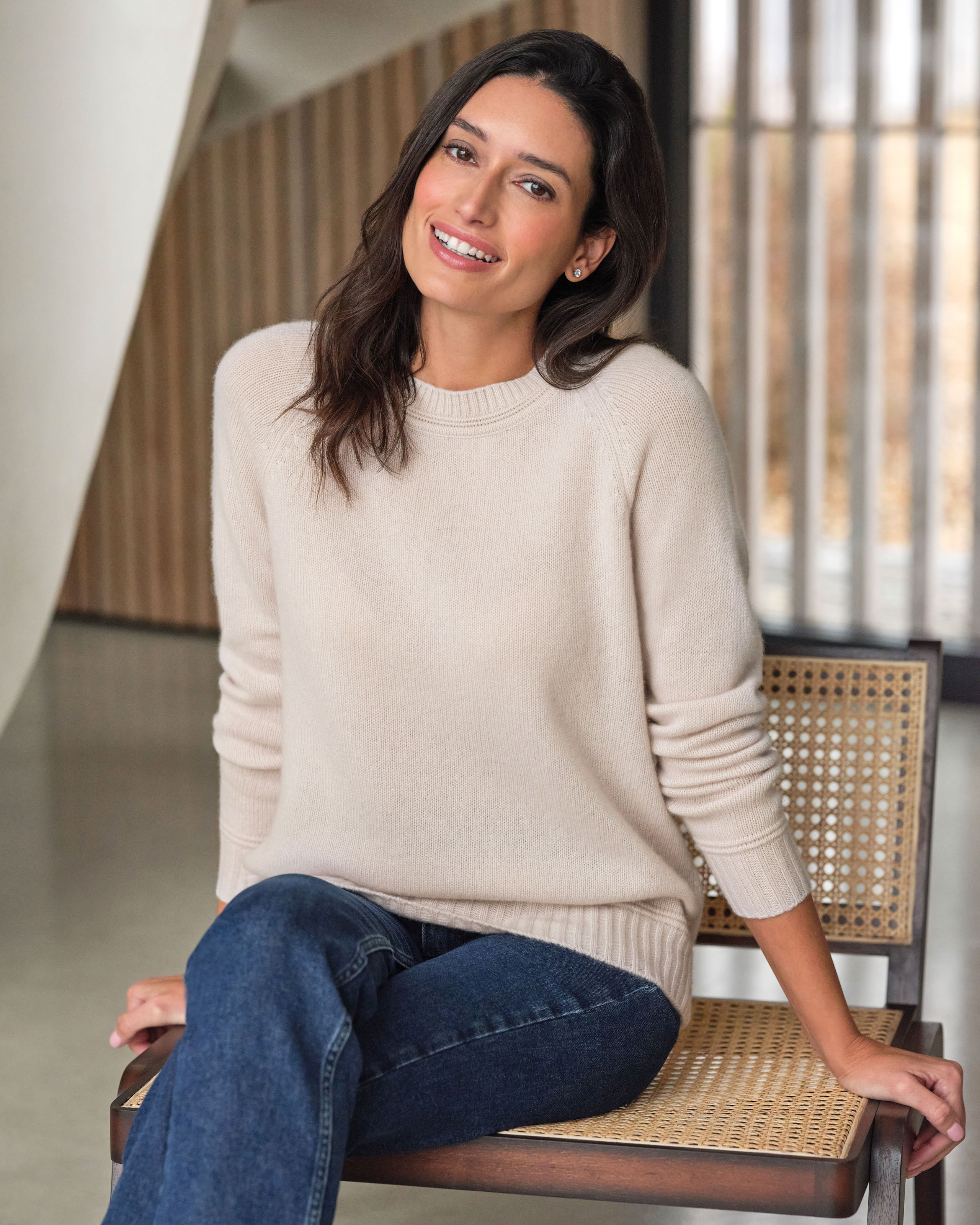 Riani Long Sleeved Beige Cashmere Mix Jumper 807535/8000 832