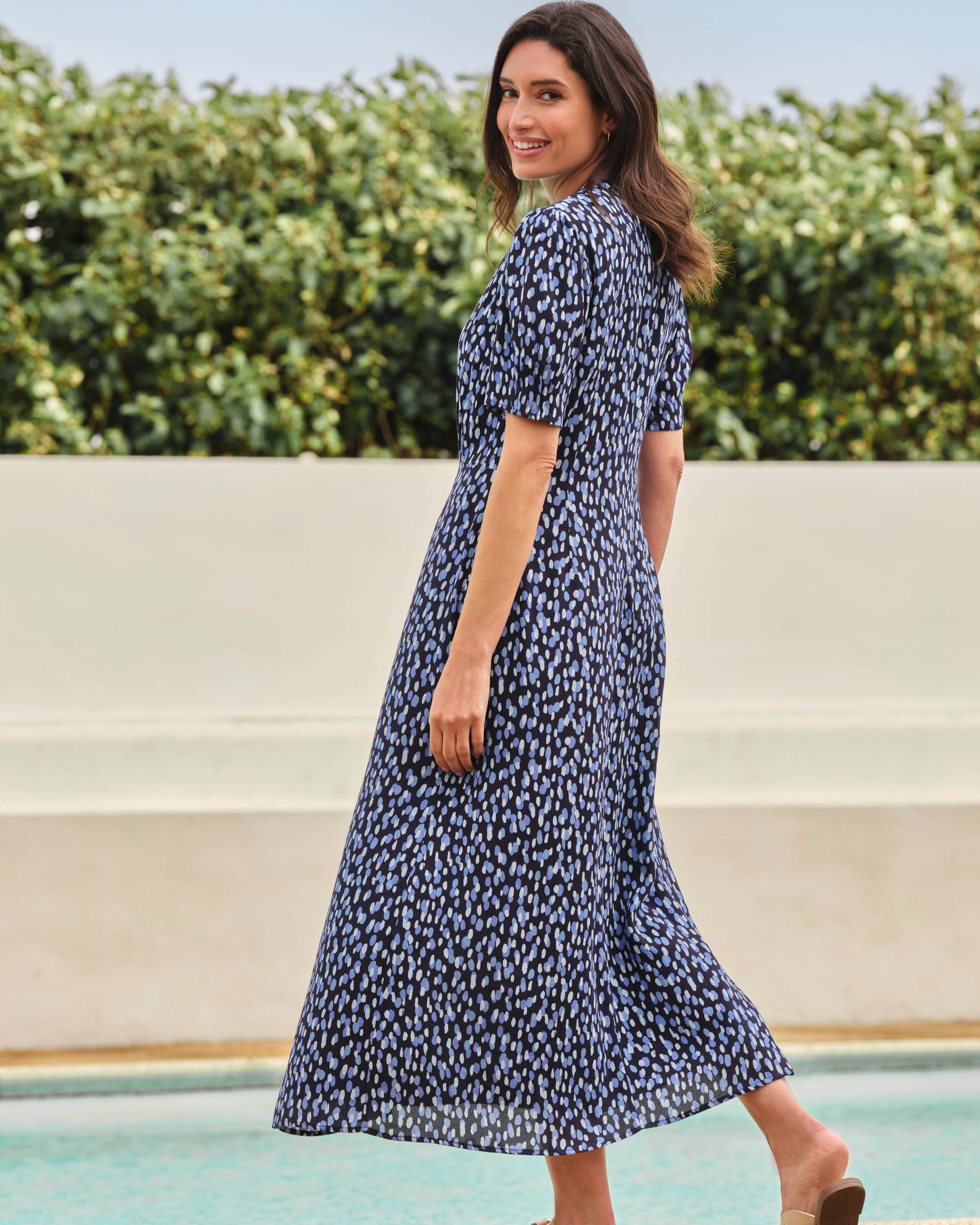 Blue Dots Midi Dress