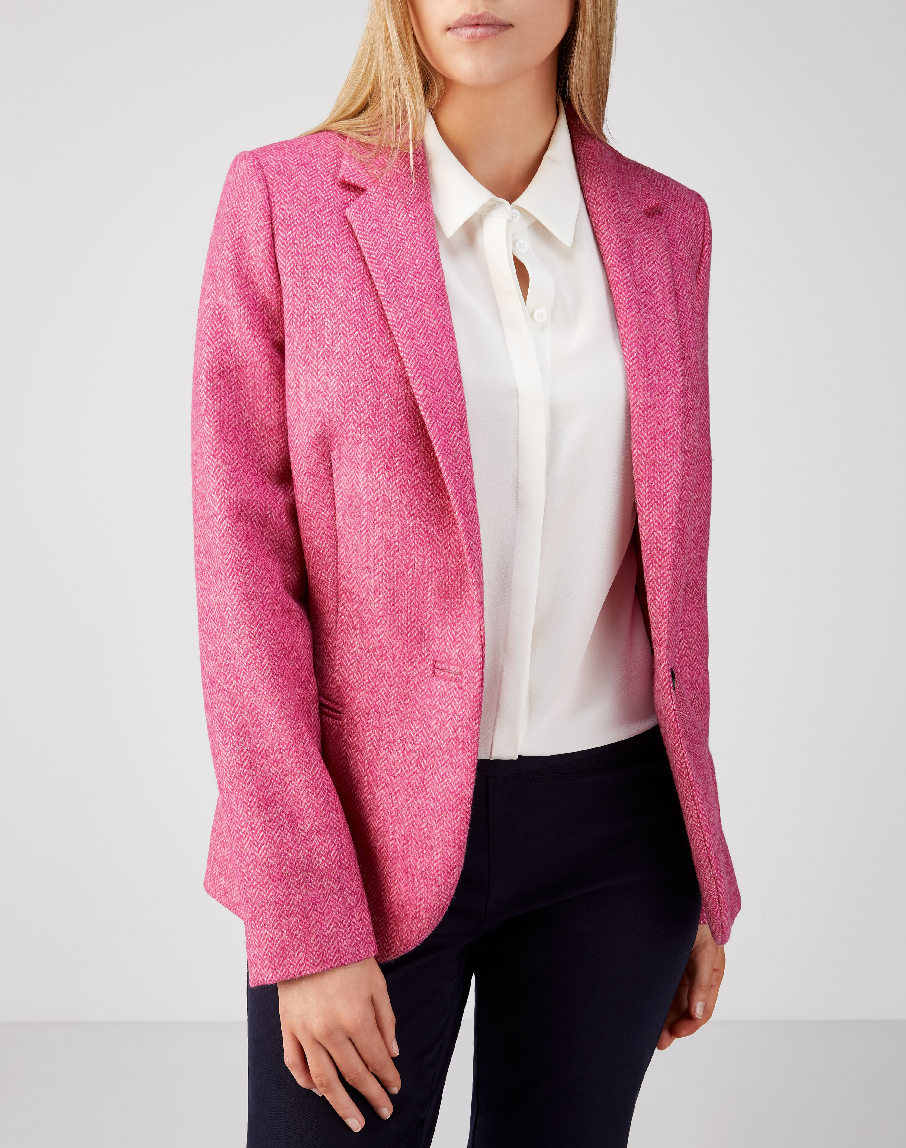Pink Herringbone Tailored Blazer Pure Collection